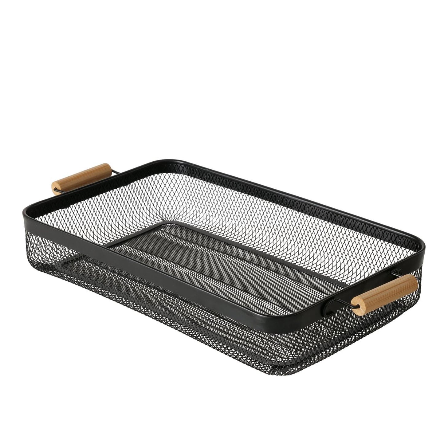 Boltze Home Tablett Metall Holz schwarz 51x27x8cm