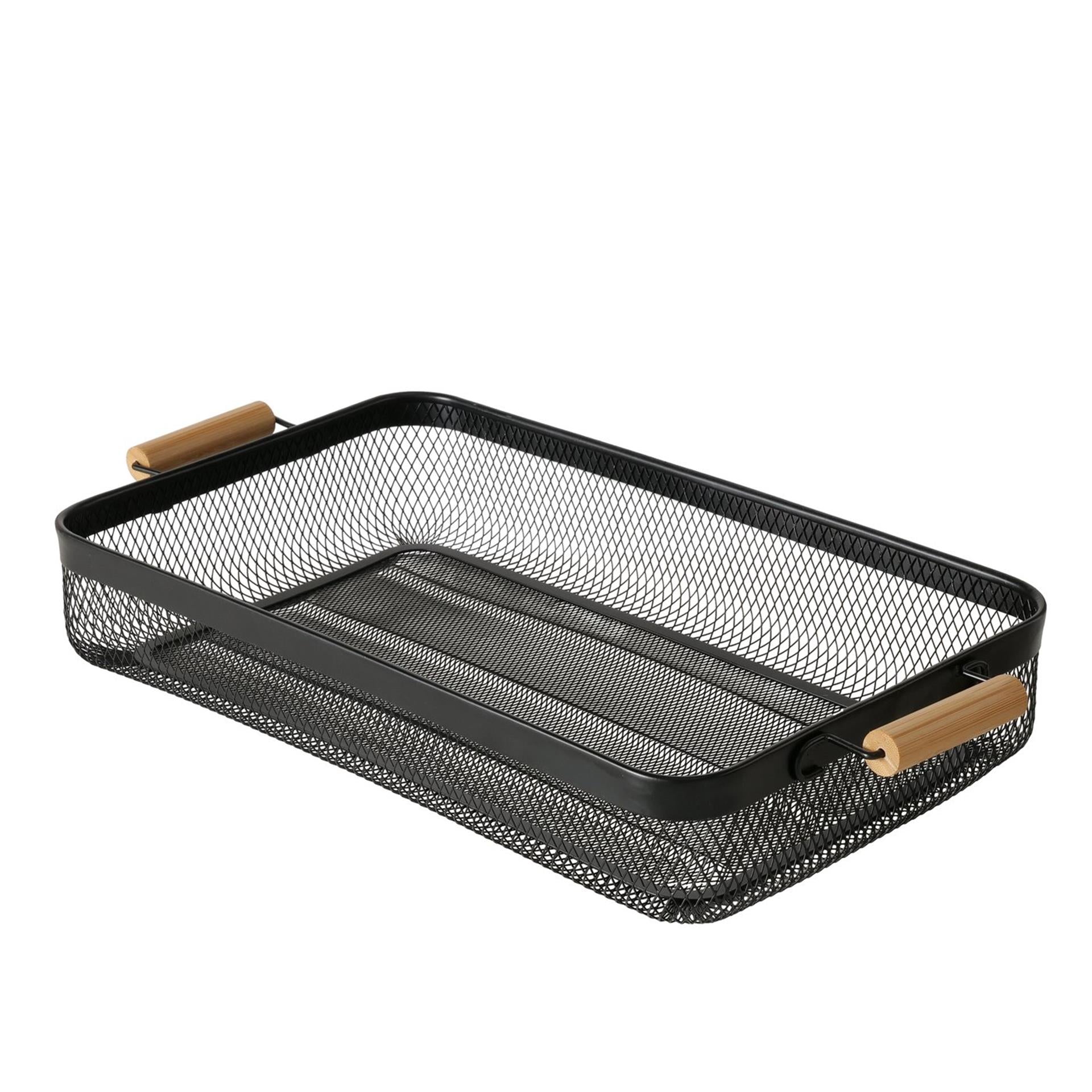 Boltze Home Tablett Metall Holz schwarz 51x27x8cm