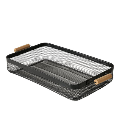Boltze Home Tablett Metall Holz schwarz 51x27x8cm