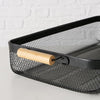 Boltze Home Tablett Metall Holz schwarz 51x27x8cm