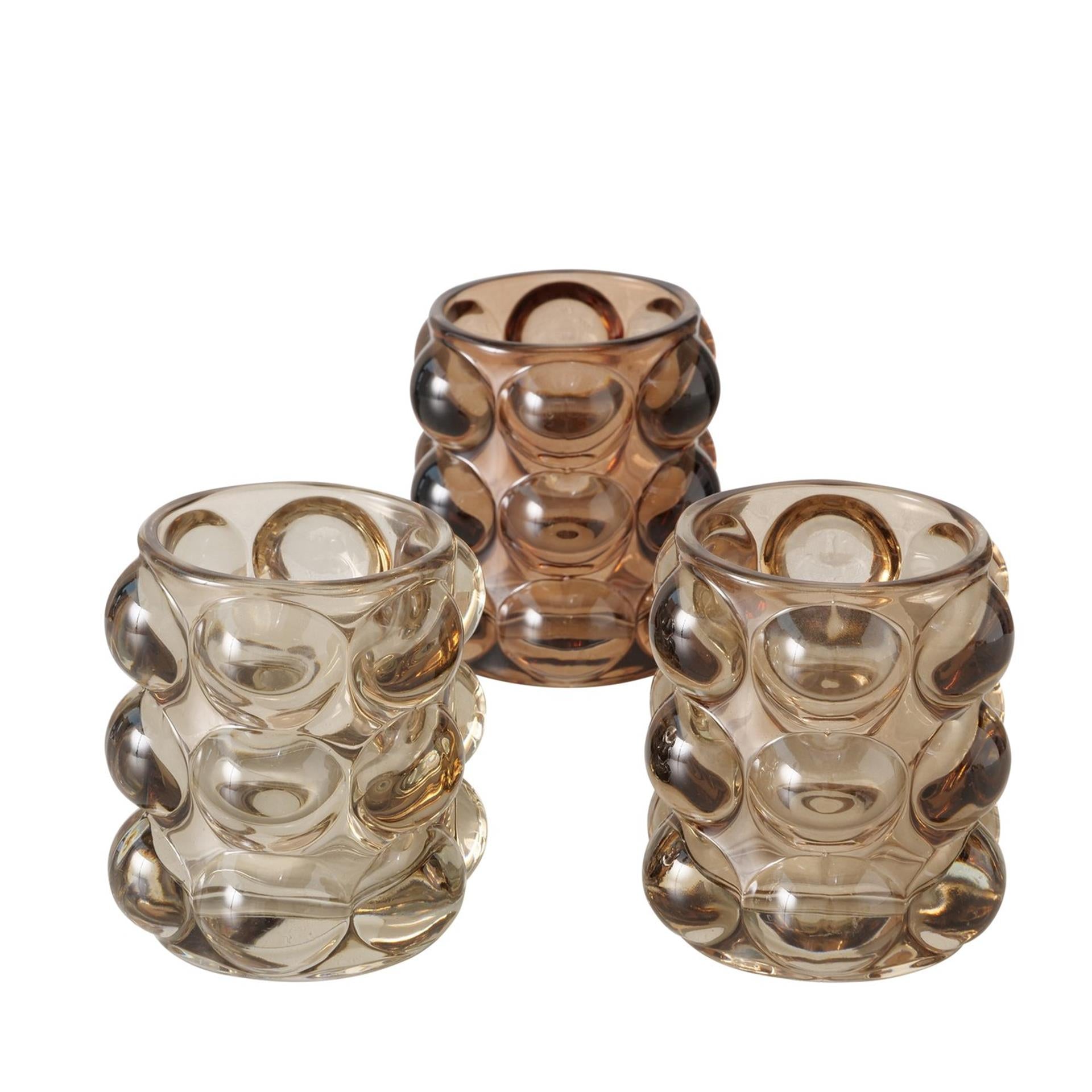 Boltze Home Teelichthalter H9 cm braun 3-fach sortiert