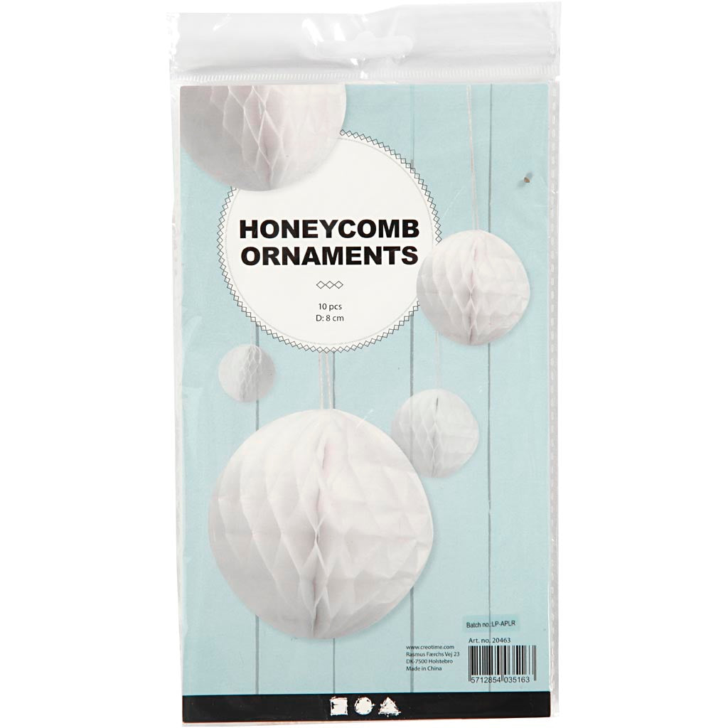 Creativ Company Papierbommel, D 8 cm, weiß, 10 Stück, 1 Box