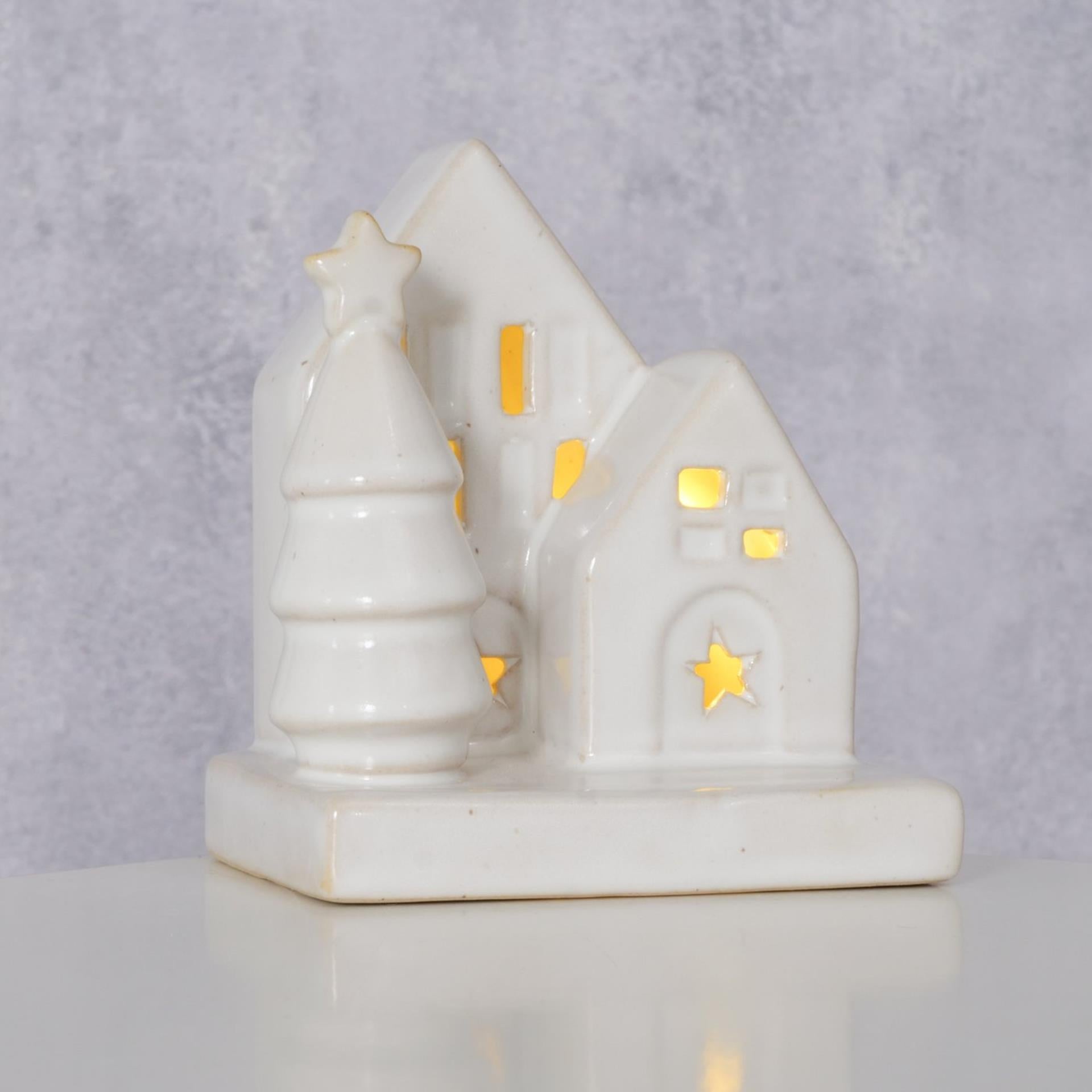Boltze Home Deco Haus Cristo Stone mit LED H10cm