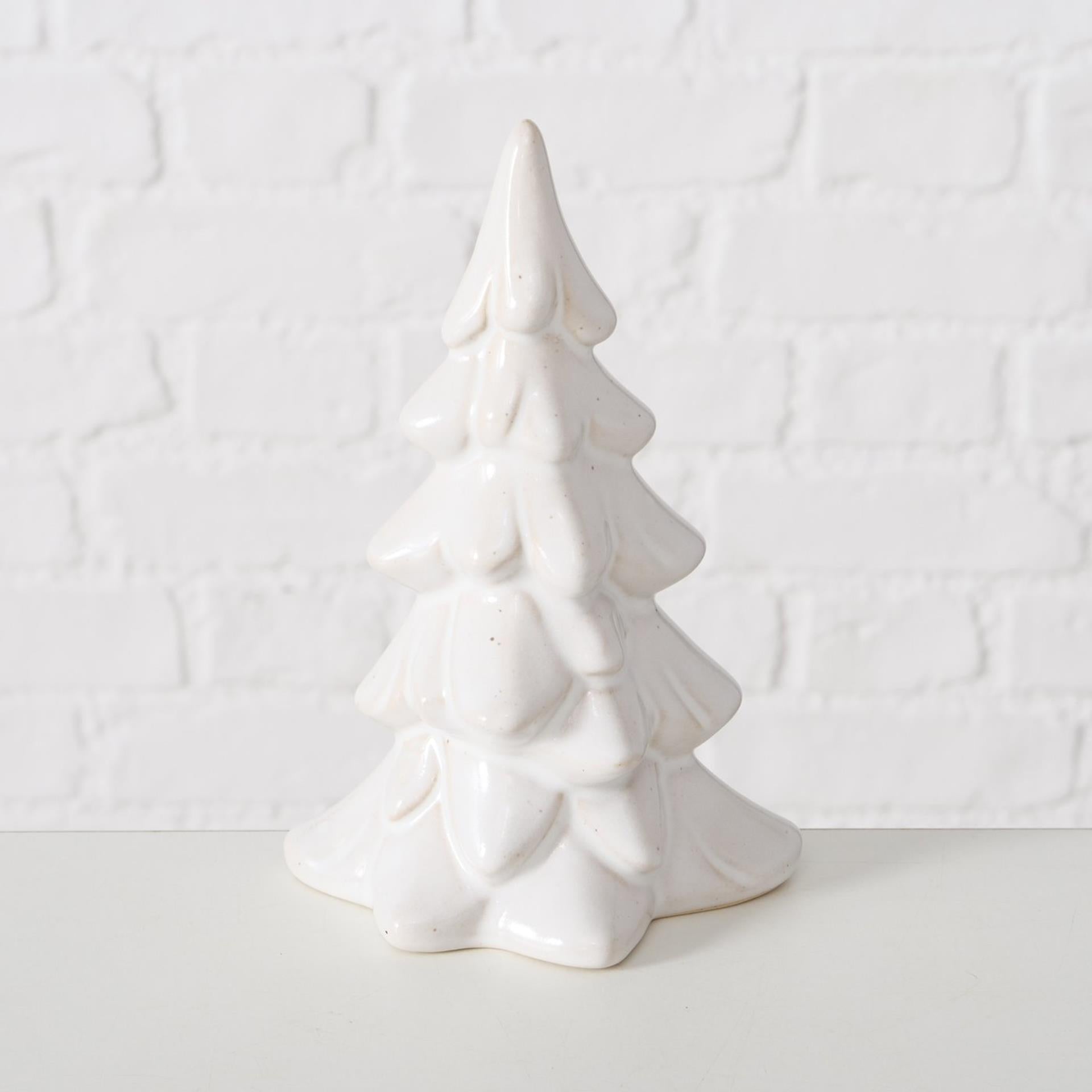 Boltze Home Deco Weihnachtsbaum Cristo Stone H14,5cm weiß
