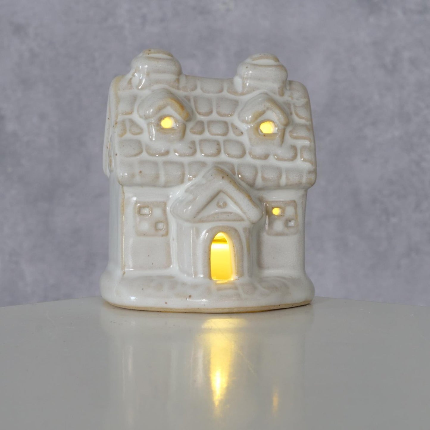 Boltze Home Deco Haus Cristo Stone mit LED h7cm weiß