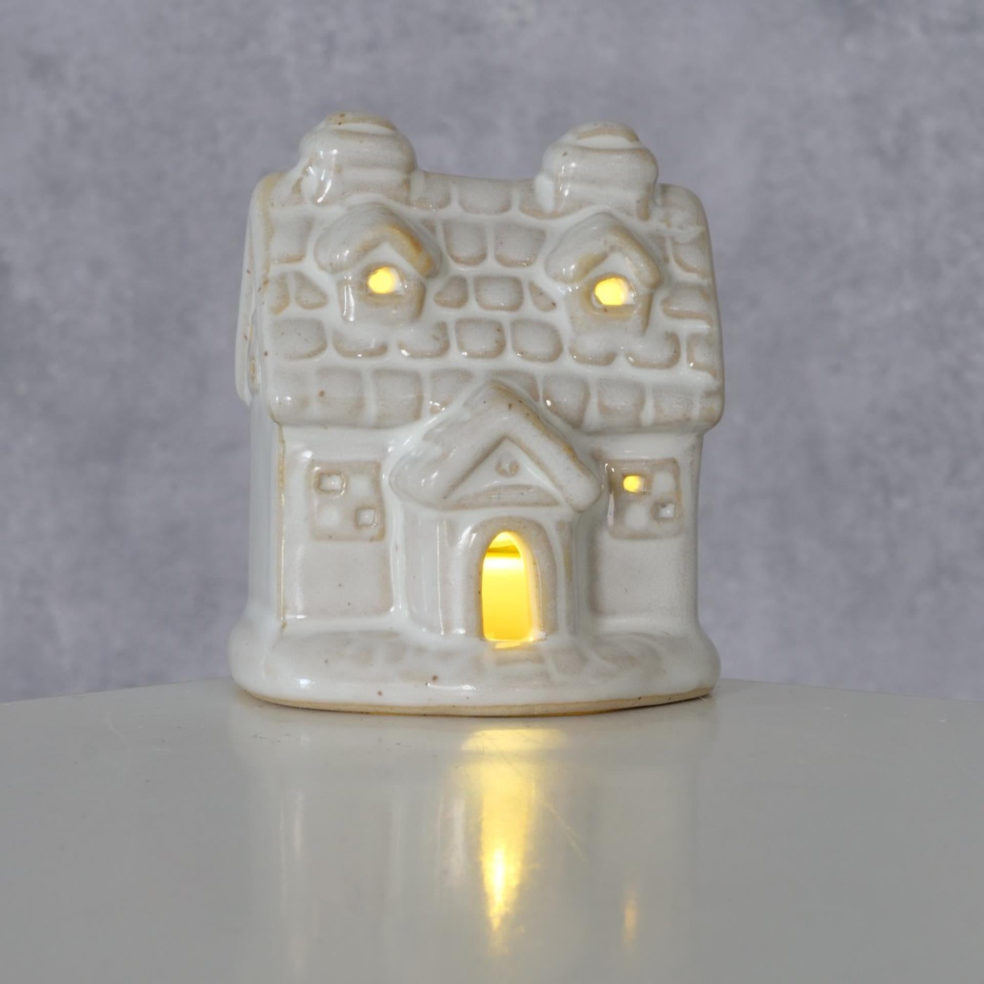 Boltze Home Deco Haus Cristo Stone mit LED h7cm weiß