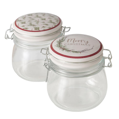 Boltze Home Vorratsdose Glas mit Weihnachtsmotiv 450 ml