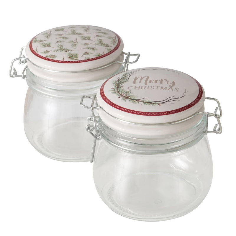 Boltze Home Vorratsdose Glas mit Weihnachtsmotiv 450 ml