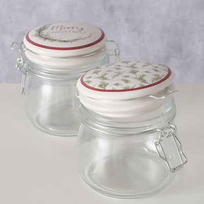Boltze Home Vorratsdose Glas mit Weihnachtsmotiv 450 ml