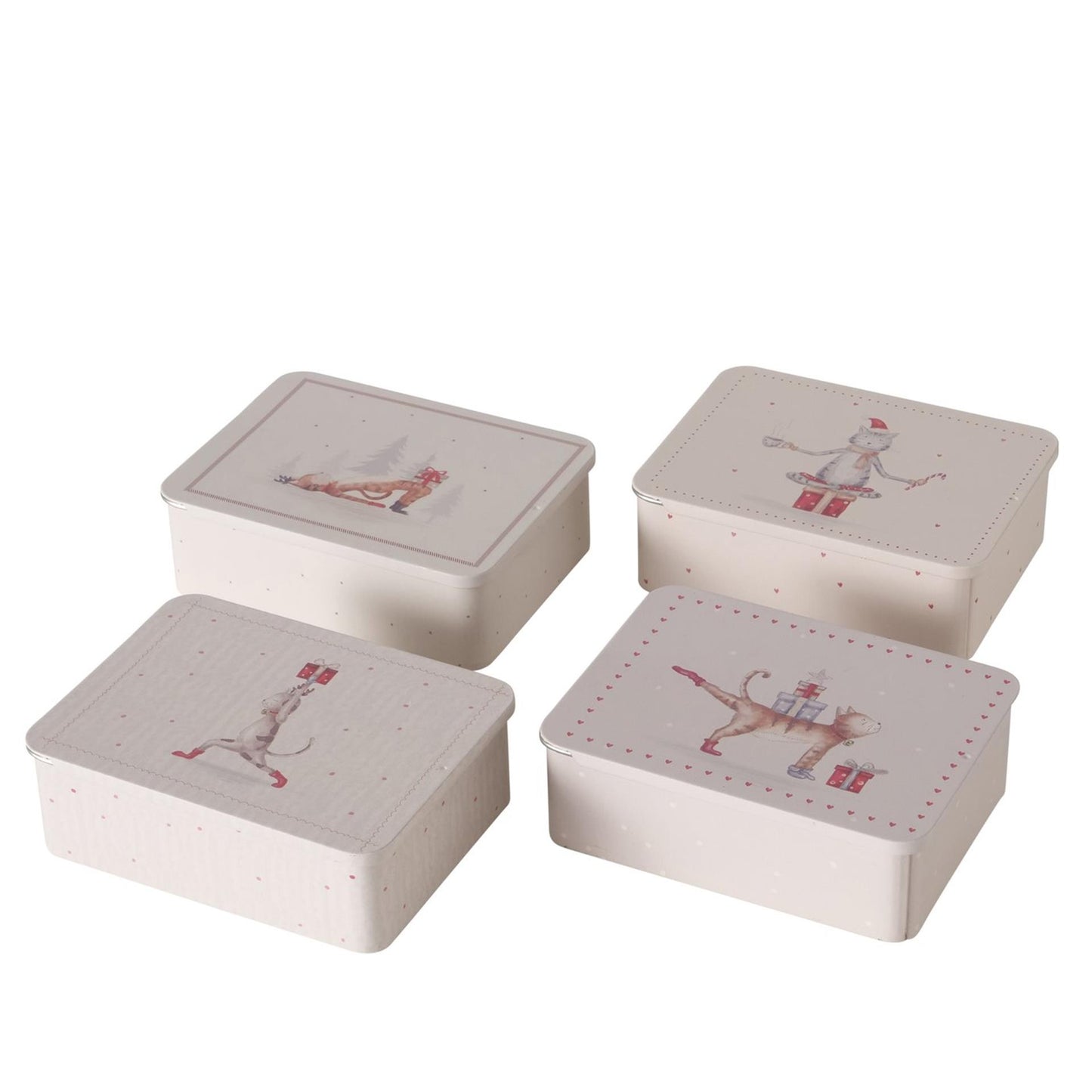 Boltze Aufbewahrungsdose für Zuhause, Weihnachtskatze, 12 x 9 x 4 cm