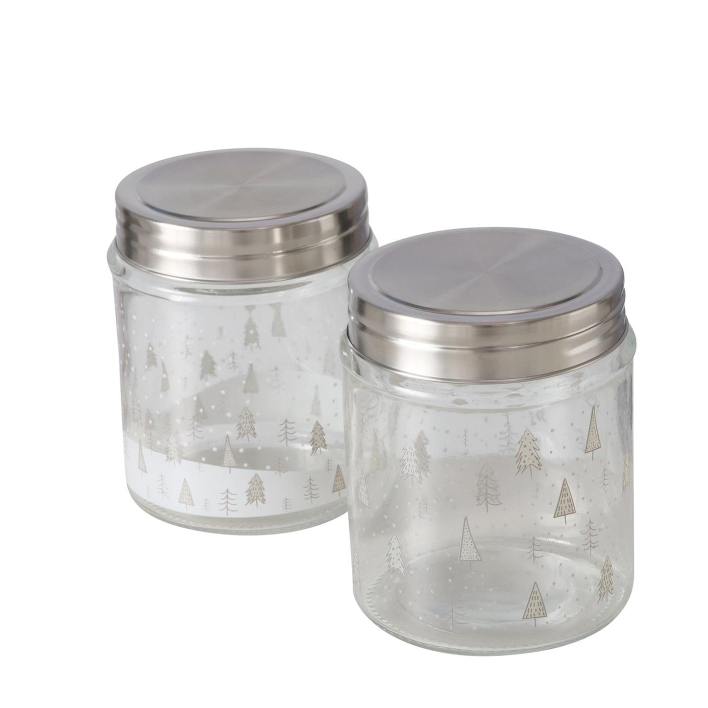 Boltze Home Vorratsglas aus Glas mit Weihnachtsbäumen 625 ml