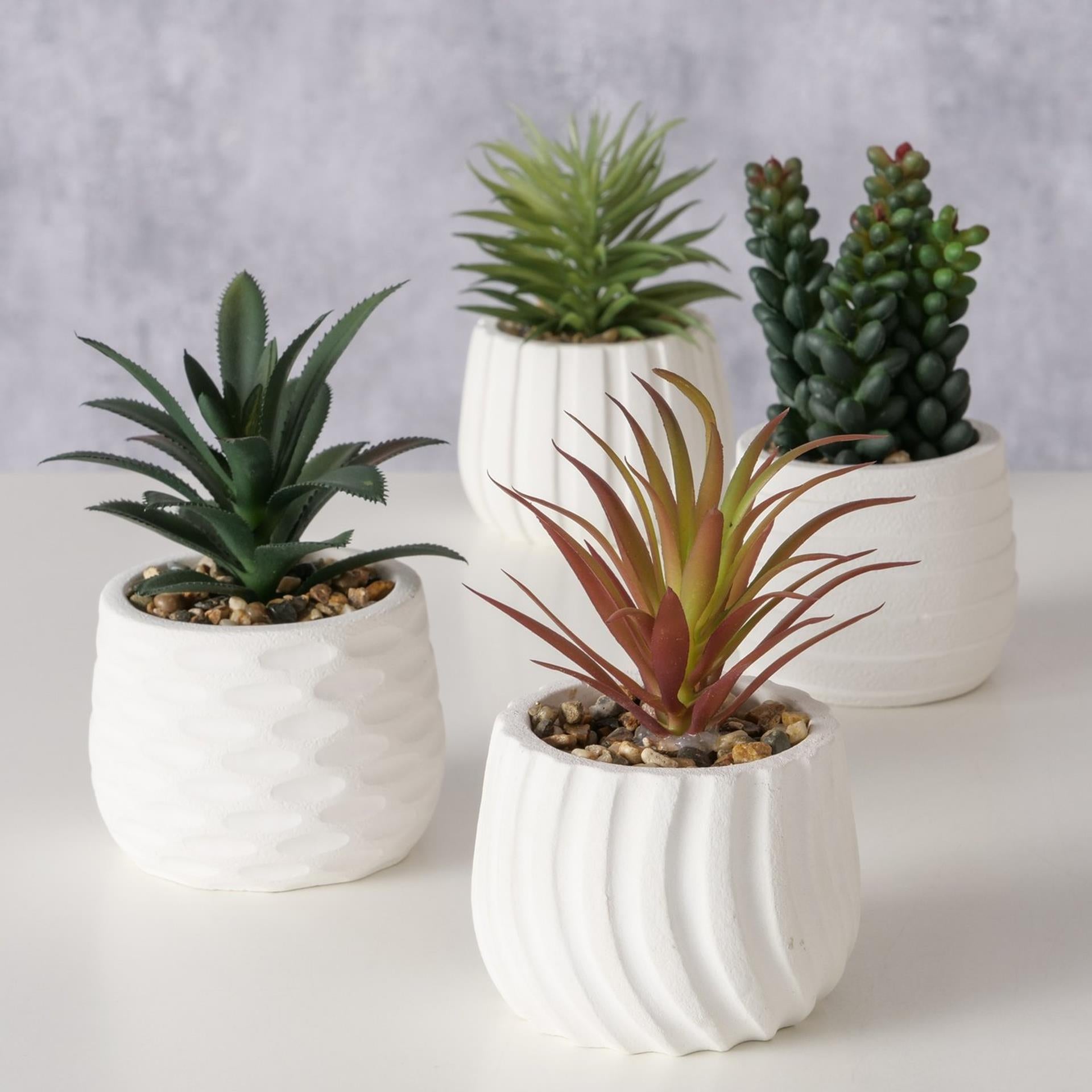 Boltze Home Kunstpflanze im weißen Topf H14cm