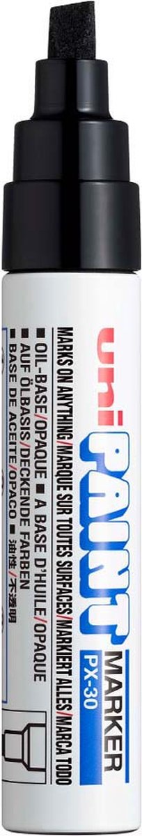 Posca Uni Paint PX-30 schwarzer Farbmarker – 4–8,5 mm Meißelspitze – Farbmarker auf Ölbasis, geeignet für viele Oberflächen wie; Glas, Papier, Keramik, Kunststoff oder Metall