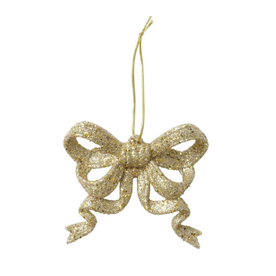 Boltze Home Weihnachtsanhänger Schleife Gold Set a 2