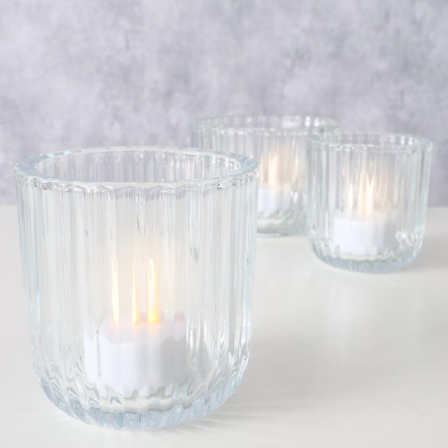 Boltze Home Teelichthalter Glas transparent Set a 3