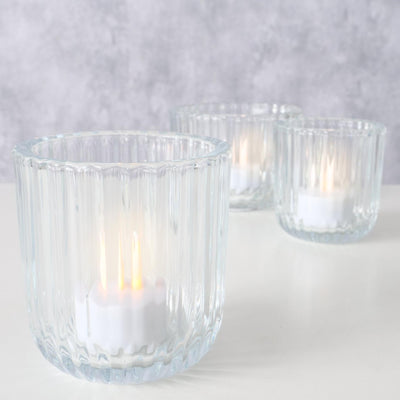 Boltze Home Teelichthalter Glas transparent Set a 3