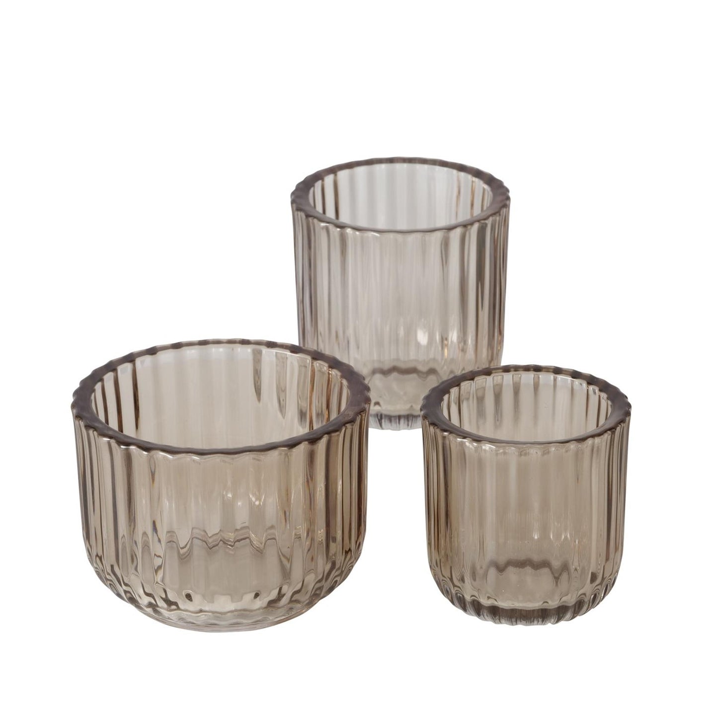 Boltze Home Teelichthalter Glas Beige 3 Stk.