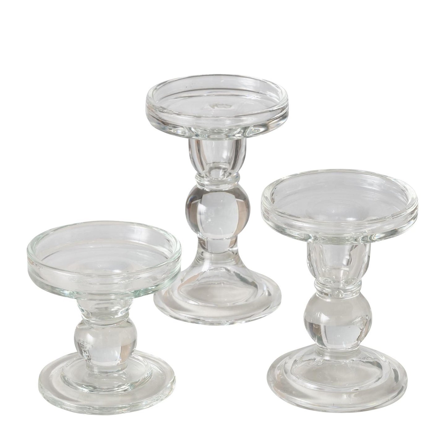 Boltze Home Kerzenständer Glas 3-teiliges Set 13,4 cm