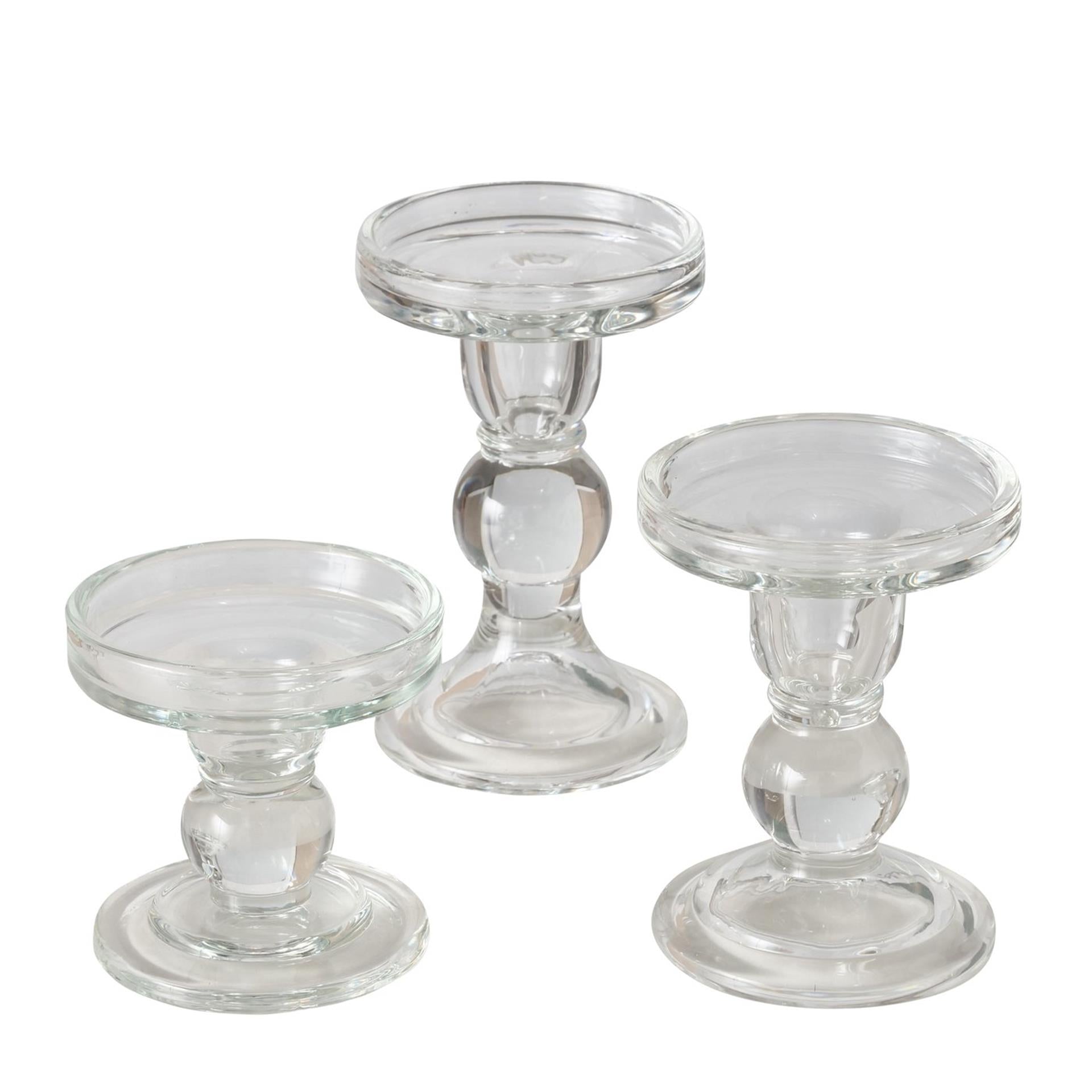 Boltze Home Kerzenständer Glas 3-teiliges Set 13,4 cm