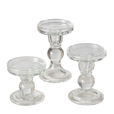 Boltze Home Kerzenständer Glas 3-teiliges Set 13,4 cm