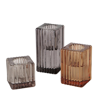 Boltze Home Kerzenständer aus Glas, 3-teiliges Set, H4-8cm