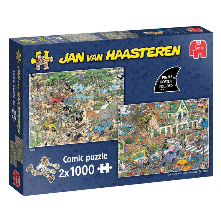 Jumbo Jan van Haasteren Puzzle - 2in1 Safari-Sturm, 2x1000 Teile.