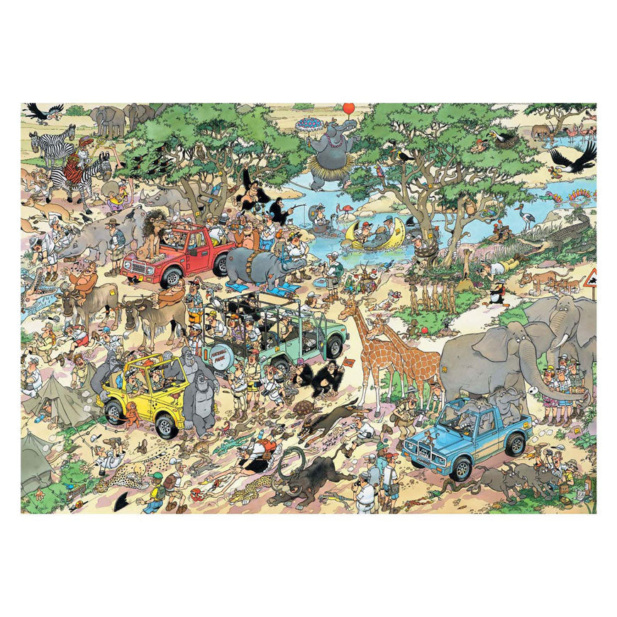 Jumbo Jan van Haasteren Puzzle - 2in1 Safari-Sturm, 2x1000 Teile.
