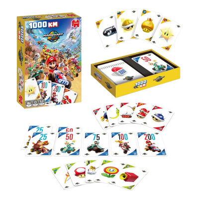 Jumbo-Kartenspiel Mario Kart World 1000 km Pocket Edition für Kinder.