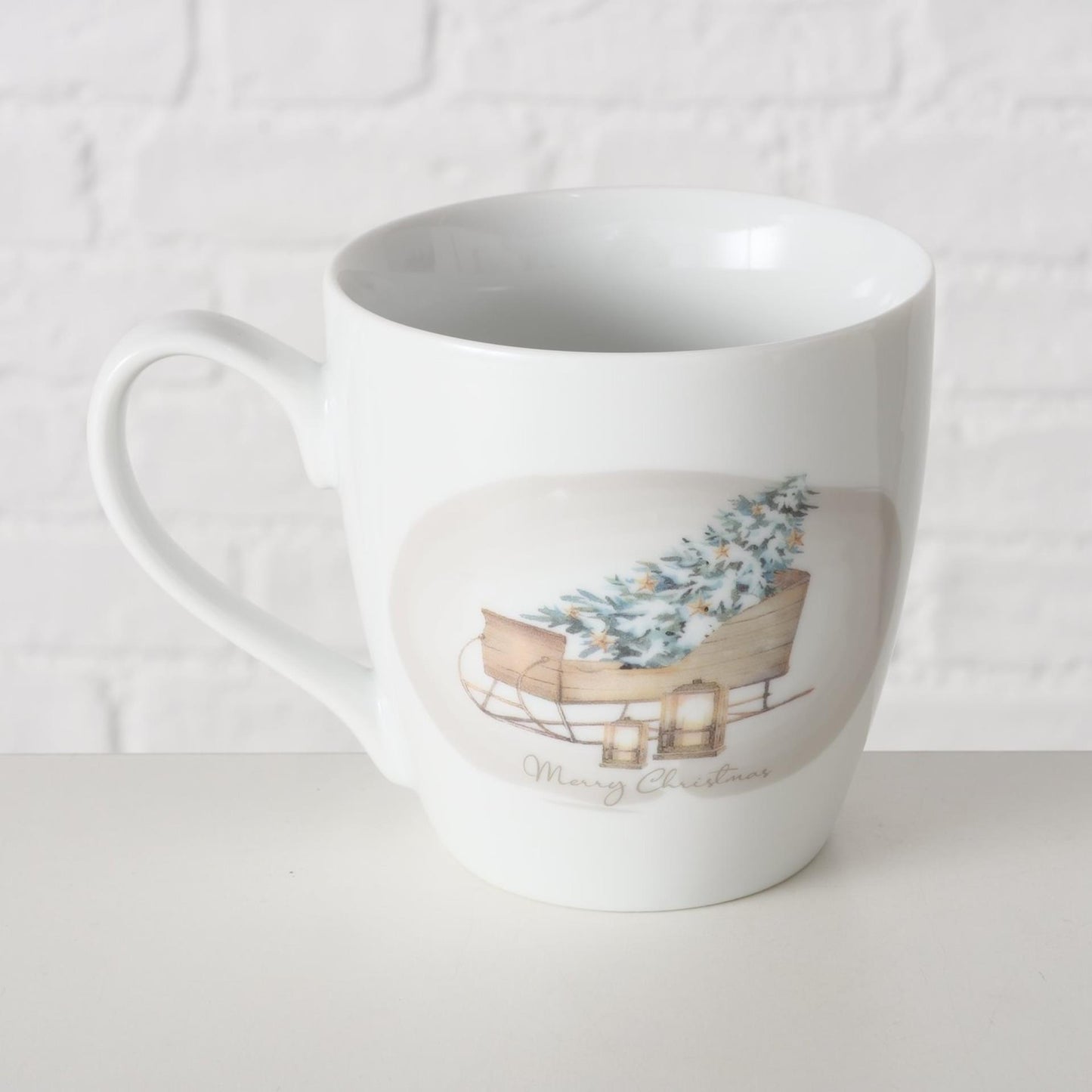 Boltze Heimbecher Schlitten mit Weihnachtsbaum 480 ml