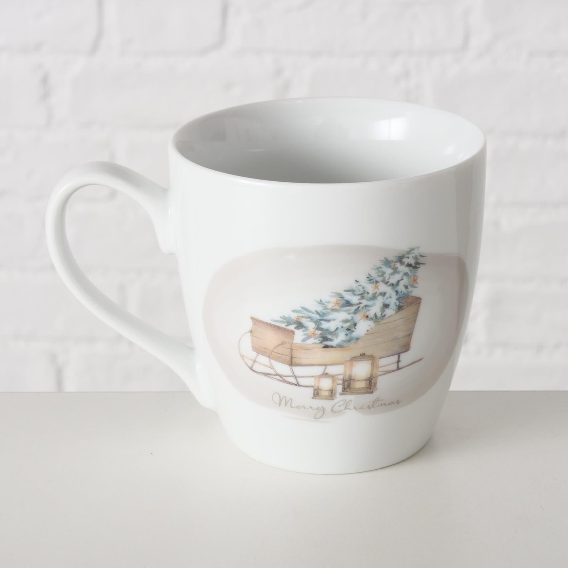 Boltze Heimbecher Schlitten mit Weihnachtsbaum 480 ml