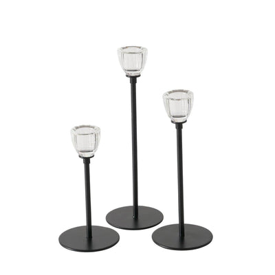 Boltze Home Kerzenständer schwarz 3-teilig ø7cm