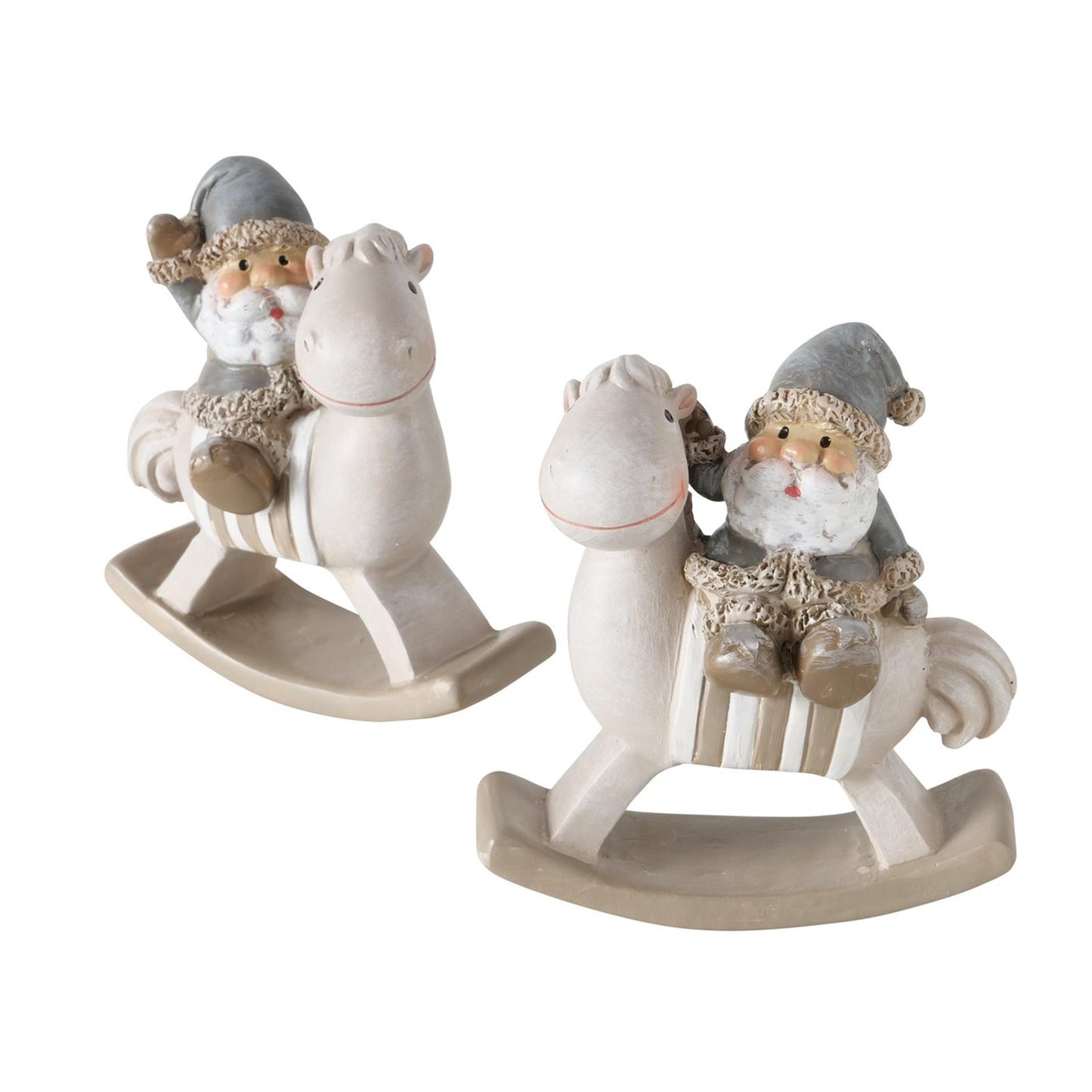 Boltze Home Weihnachtsmann auf Schaukelpferd aus Kunstharz, H11 cm