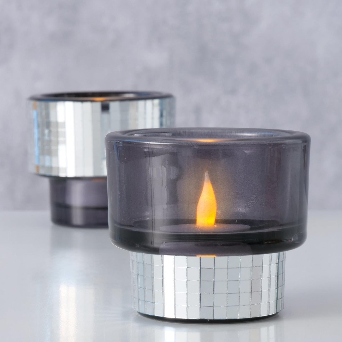 Boltze Home Teelichthalter Disco Glas H7,5 cm