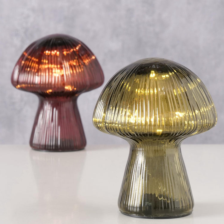 Boltze Home Statue Pilz Glas LED H15cm