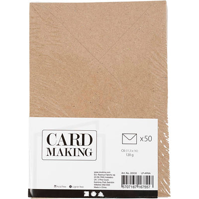 Creativ Company Recycling-Umschlag, Umschlaggröße 11,5 x 16 cm, 120 g, natur, 50 Stück 1 Karton