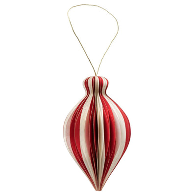 Boltze Home Weihnachtskugel Yorki oval ø8cm rotes und weißes Papier