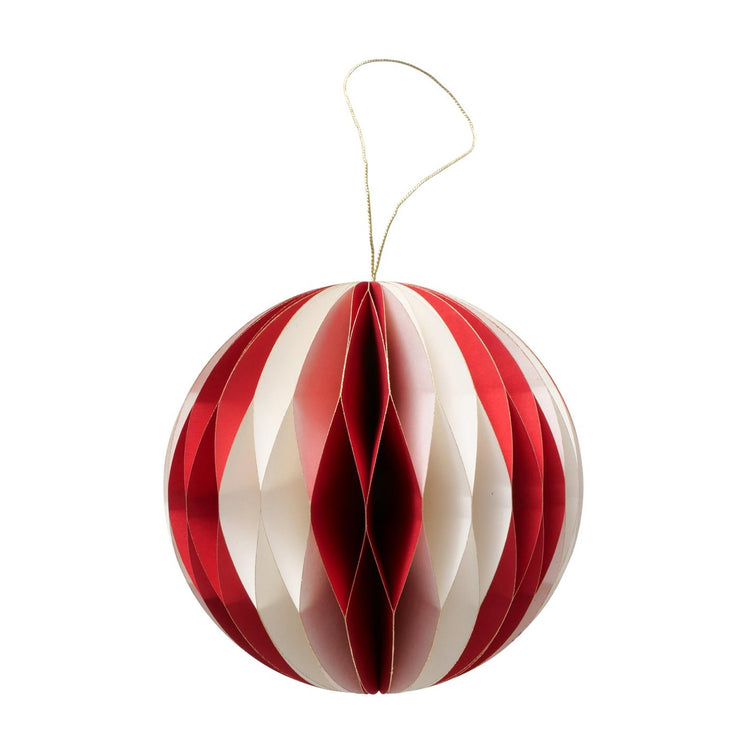 Boltze Home Weihnachtskugel Yorki ø12cm mattrotes weißes Papier