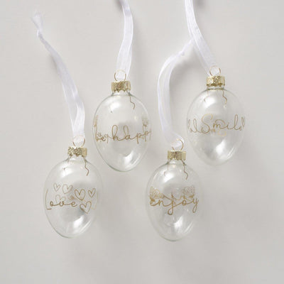 Boltze Home Glasanhänger-Set 4-teilig mit Text Gold