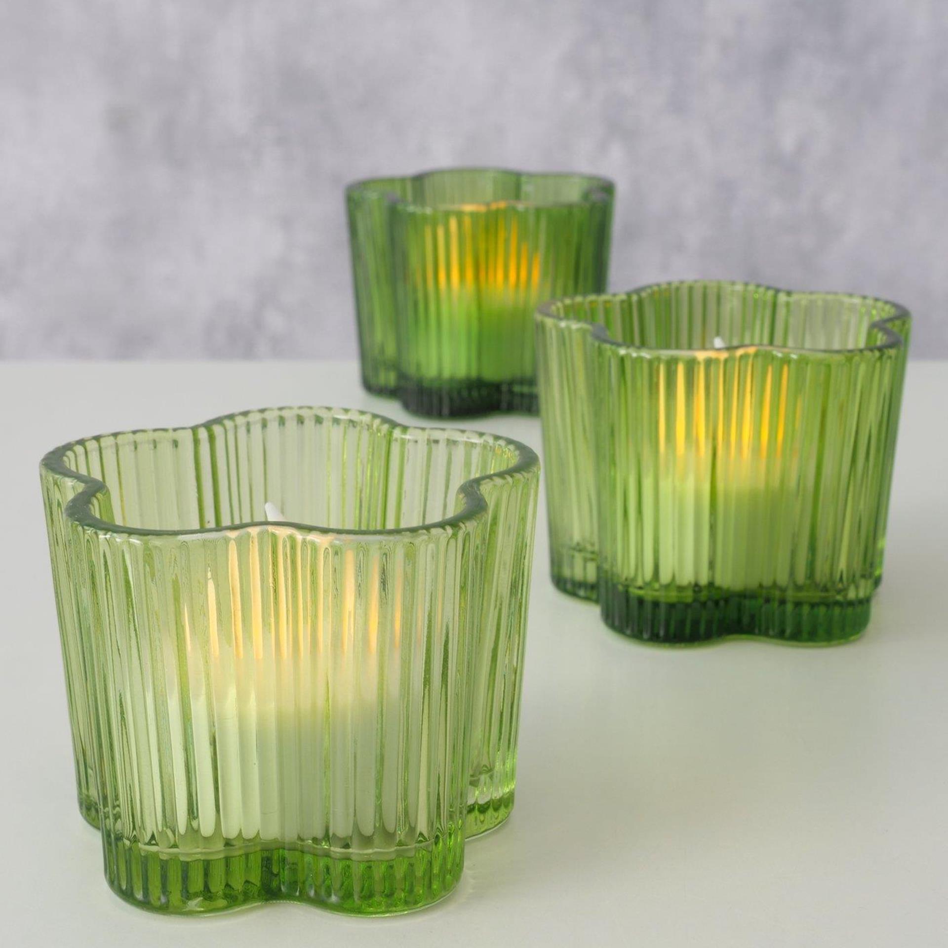 Boltze Home Teelichthalter grünes Glas ø7,8xh6cm