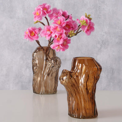 Boltze Home Vase braunes Glas 11x9x14,7cm
