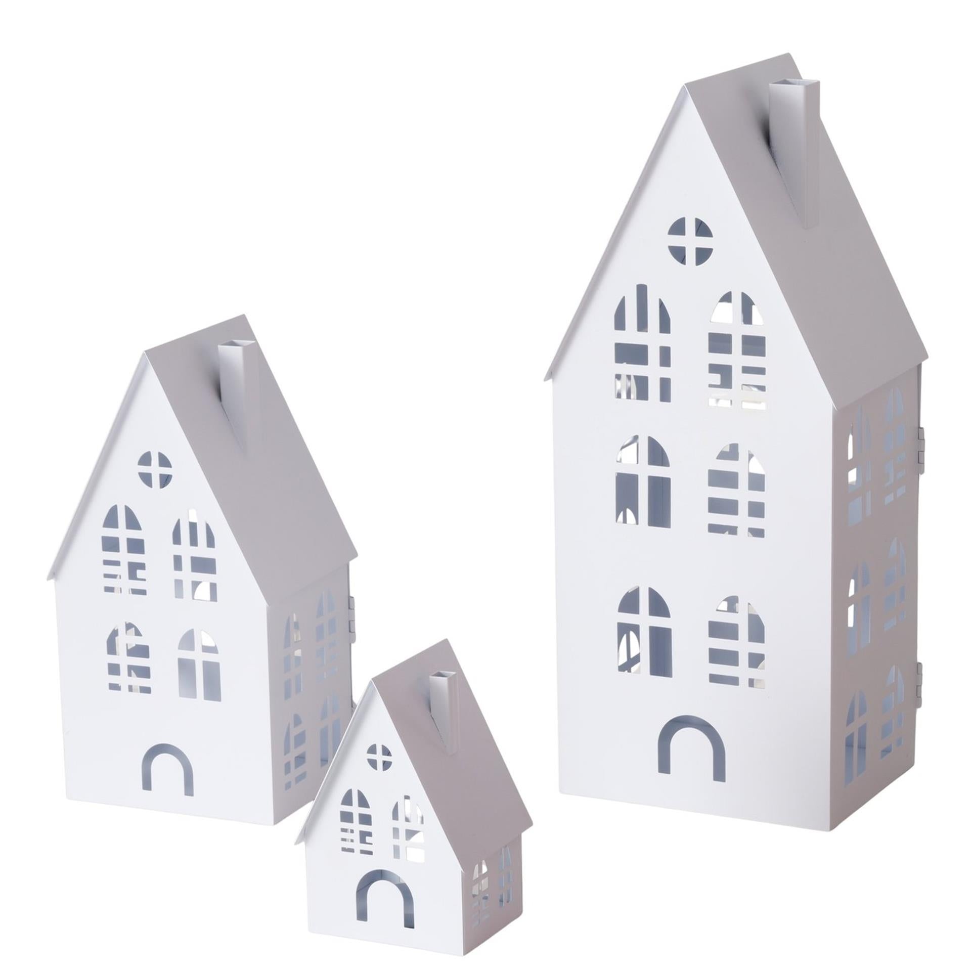 Boltze Home Laternen-Set Haus 3-teilig weiß