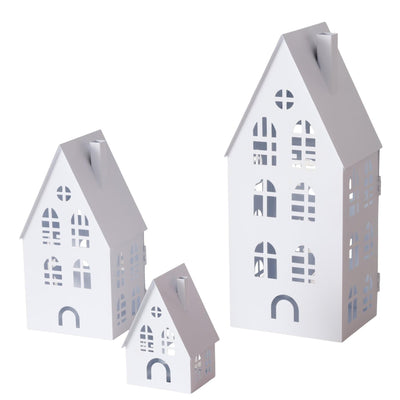 Boltze Home Laternen-Set Haus 3-teilig weiß