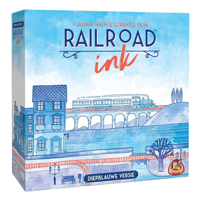 White Goblin Games Railroad Ink – Würfelspiel in tiefblauer Version