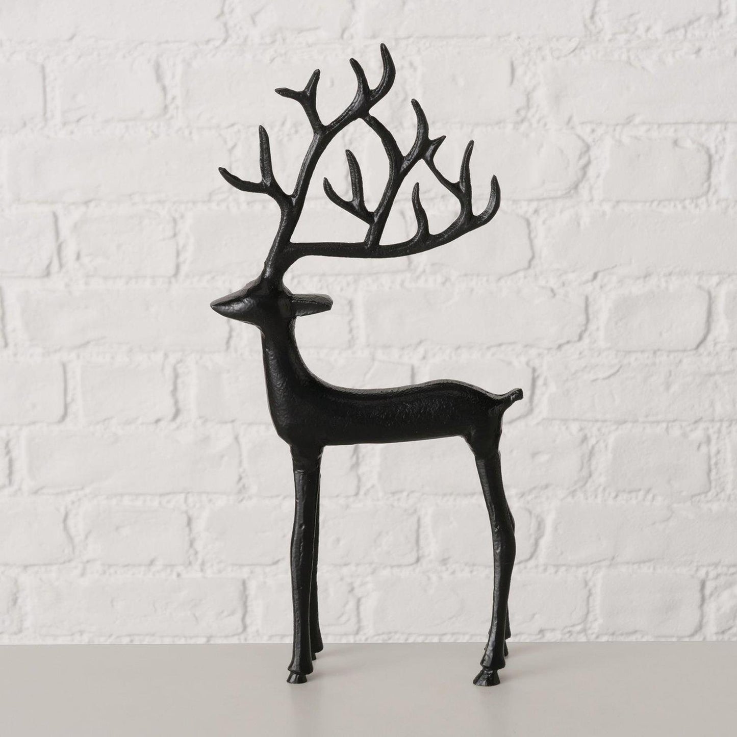 Boltze Startseite Figur Hirsch schwarz 18x3x38cm