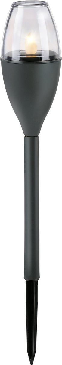 Grundig Solar-Gartenlampe – ø6 x 85 cm – Gartenbeleuchtung mit Erdspieß – flackernde gelbe LED – 6–8 Stunden Brenndauer