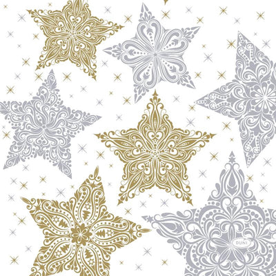 Duni Servietten Schneesterne weiß 33 x 33 cm | 12 Stück