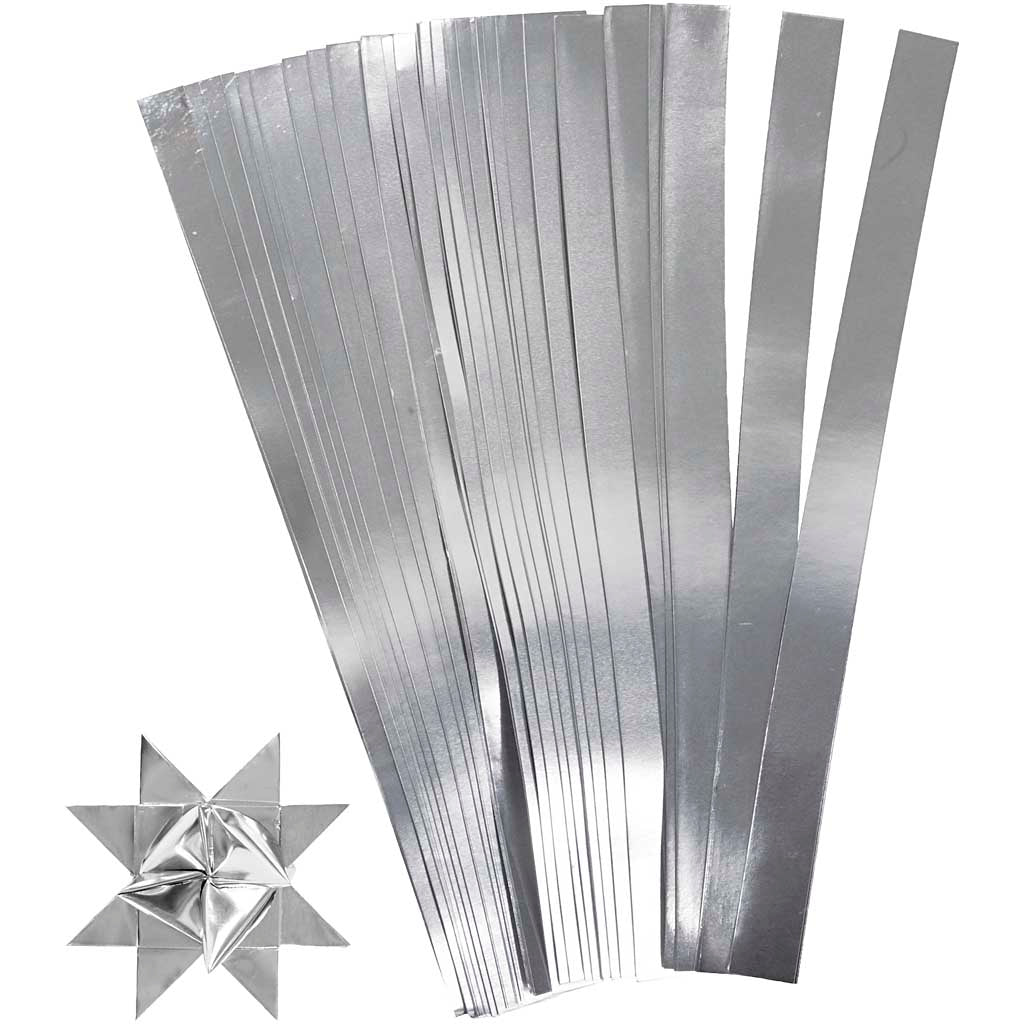 Creativ Company Flechtstreifen, L: 45 cm, T 4,5 cm, B: 10 mm, Silber, 100 Streifen 1 Box