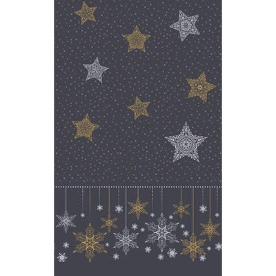 Duni Tischdecke Schneesterne schwarz 138 x 220 cm | 5 Stück