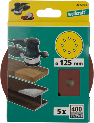 Wolfcraft Haftschleifscheiben | k400 | perforiert | ø125mm | 5 Stück - 2072000