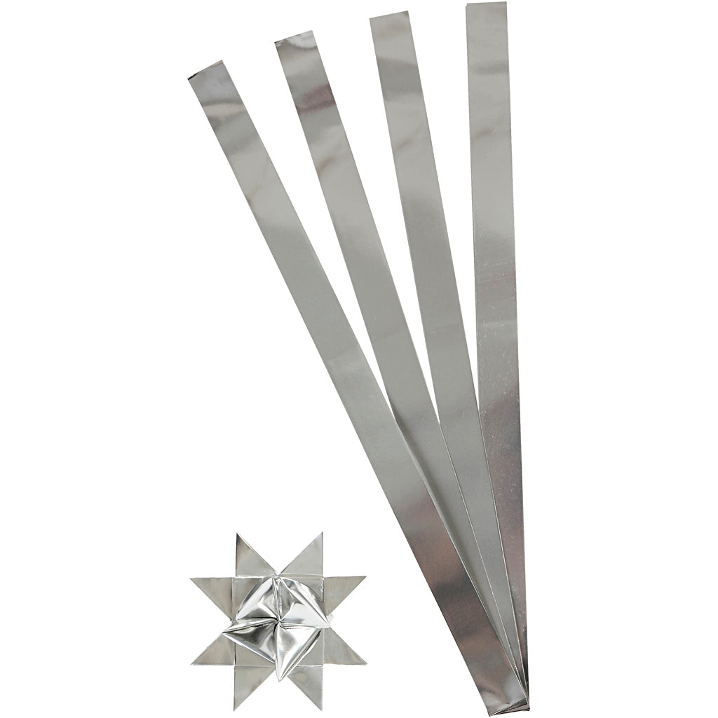 Creativ Company Flechtstreifen, L: 73 cm, T 11,5 cm, B: 25 mm, silber, 100 Streifen 1 Box